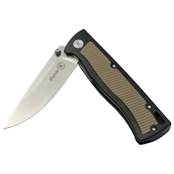 nozh-skladnoj-pp-kizlyar-mirazh-d2-polirovannyj-ehlastron-pesochnyj 2