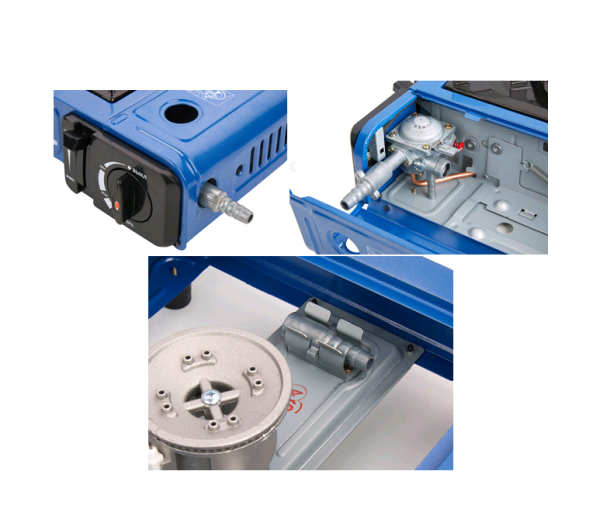 Плита газовая портативная в кейсе Camping Guru Plus (TS-233) с переходником синяя 2 Плита газовая портативная в кейсе Camping Guru Plus (TS-233) с переходником синяя 2