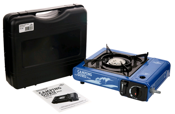 Плита газовая портативная в кейсе Camping Guru Plus (TS-233) с переходником синяя 1 Плита газовая портативная в кейсе Camping Guru Plus (TS-233) с переходником синяя 1